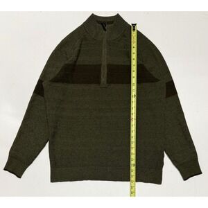 Smartwool Mens Large 1/4 Zip Wool Blend Sweater Olive Green Brown Mock Neck L
